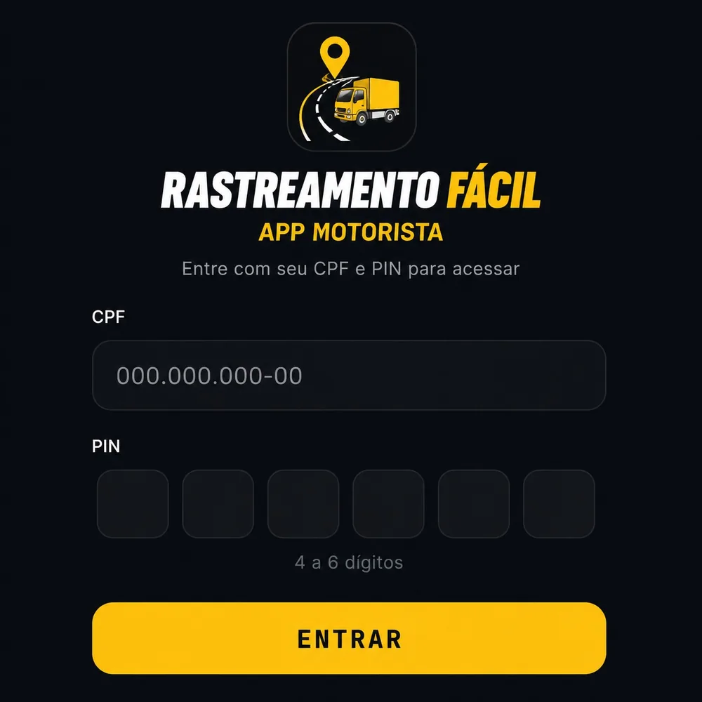 Tela de app do motorista na plataforma